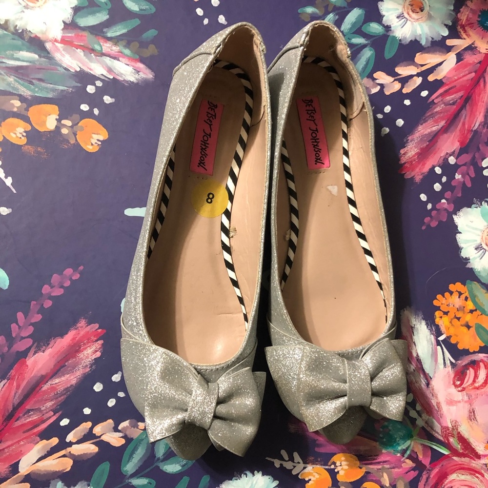Betsey Johnson Bow Sparkly Flats